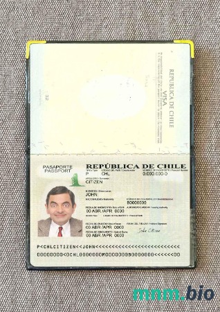 Chile paszport wersja 2 wygląd zdjęcia pliki PSD, skan i fotografowany obraz
